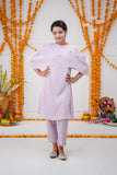 Lilac Delight: Kids Hand-Embroidered Cape Ensemble