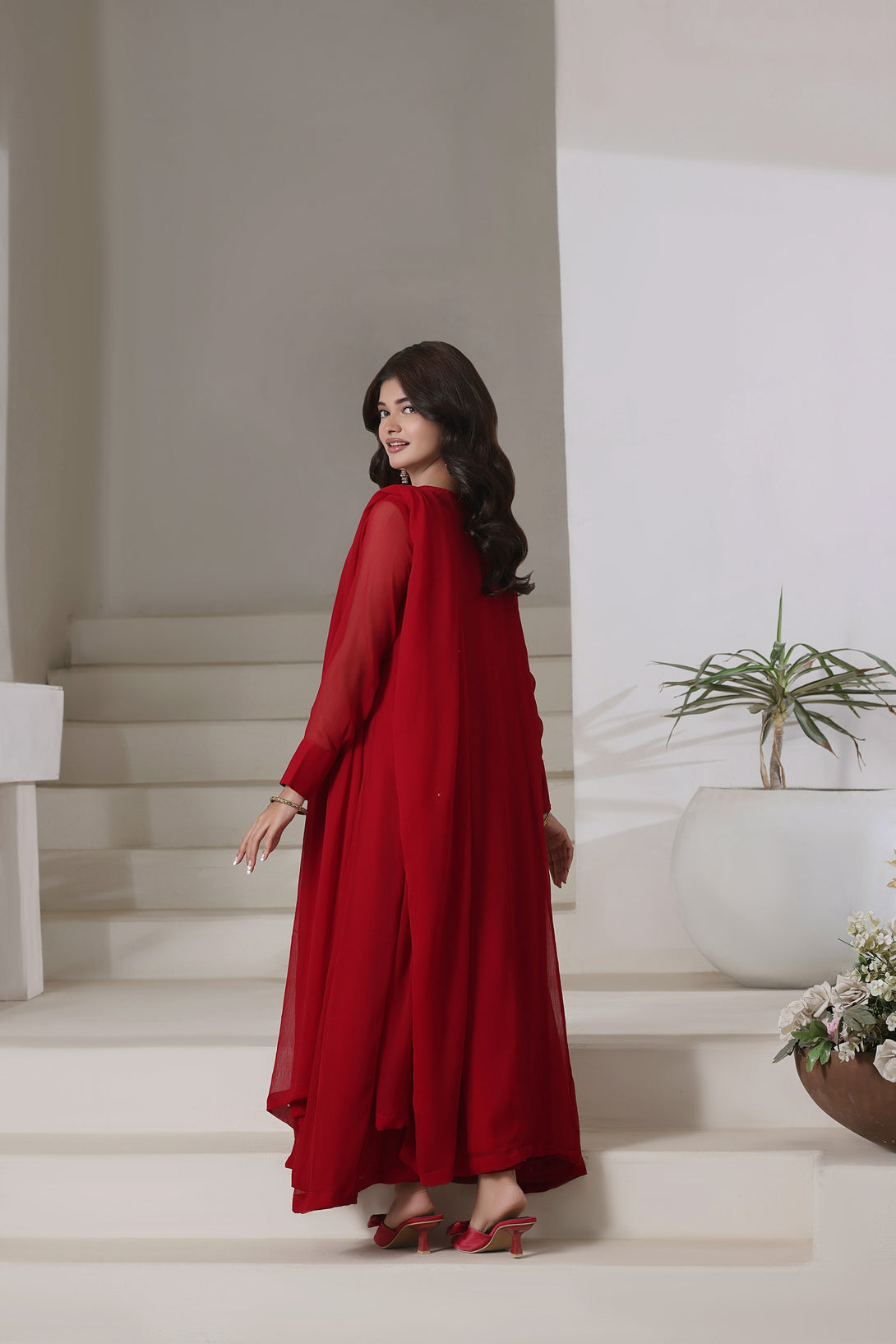 3-Piece Stitched Sophisticated Maroon Hand Embroidered Sheep