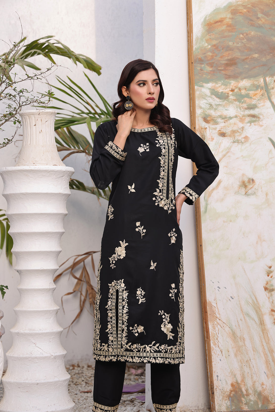 Timeless Sophistication - Black Embroidered Ensemble - Sheep