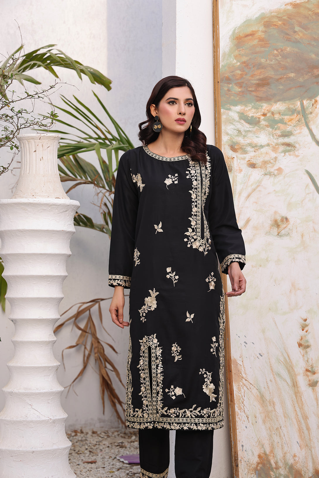 Timeless Sophistication - Black Embroidered Ensemble - Sheep