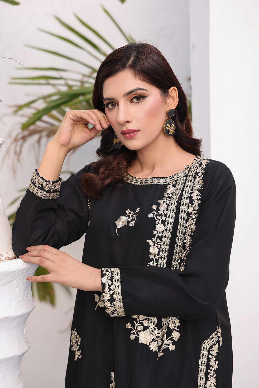 Timeless Sophistication - Black Embroidered Ensemble - Sheep