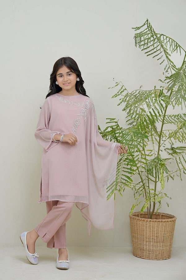 2-Piece Set Tea-Pink Embroidered Adda Sheep