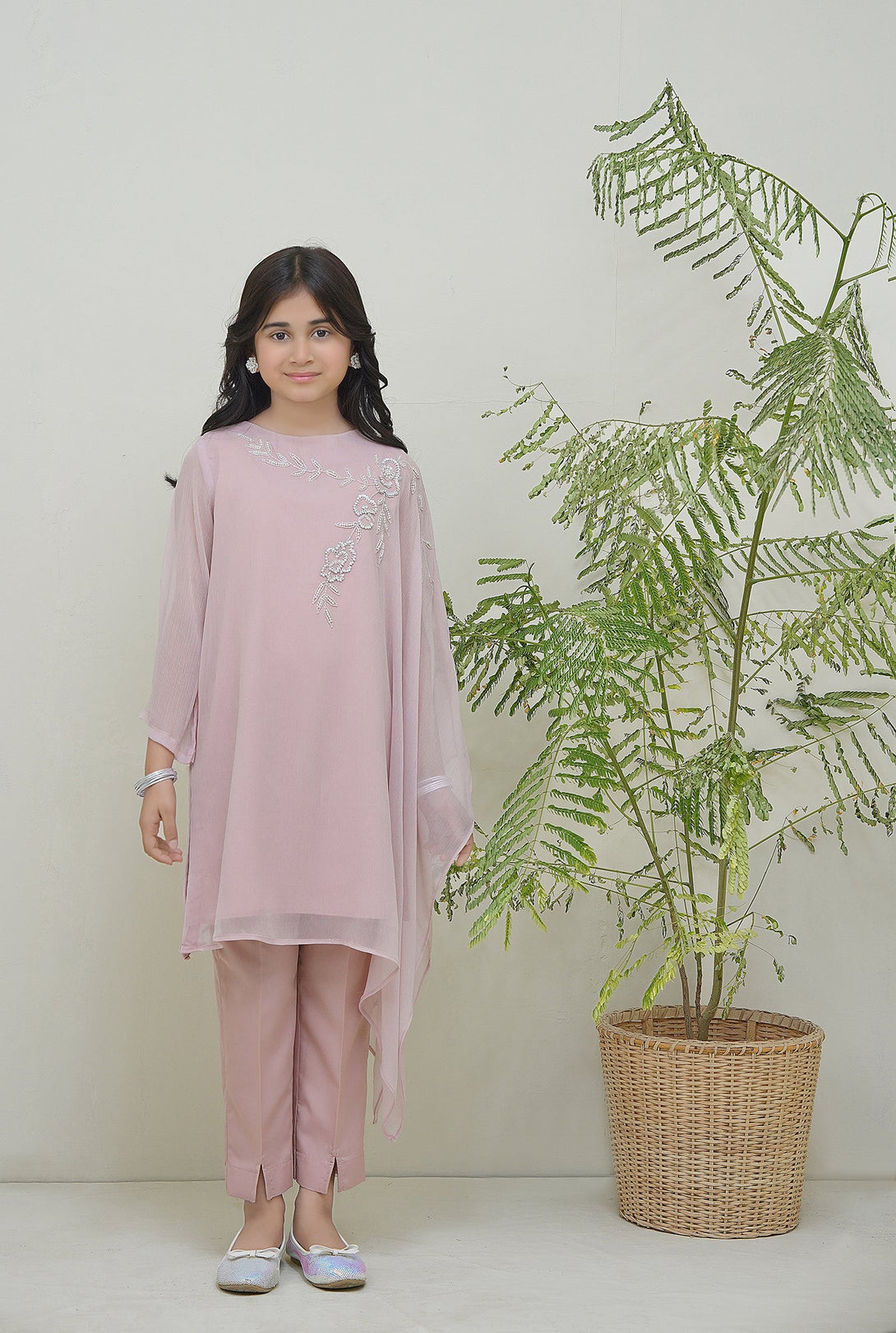 2-Piece Set Tea-Pink Embroidered Adda Sheep