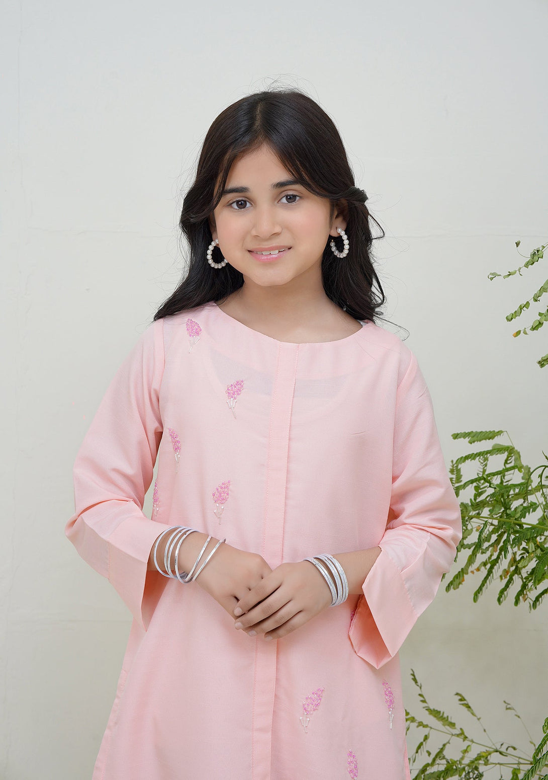 2-Piece Set pink Embroidered Adda Sheep