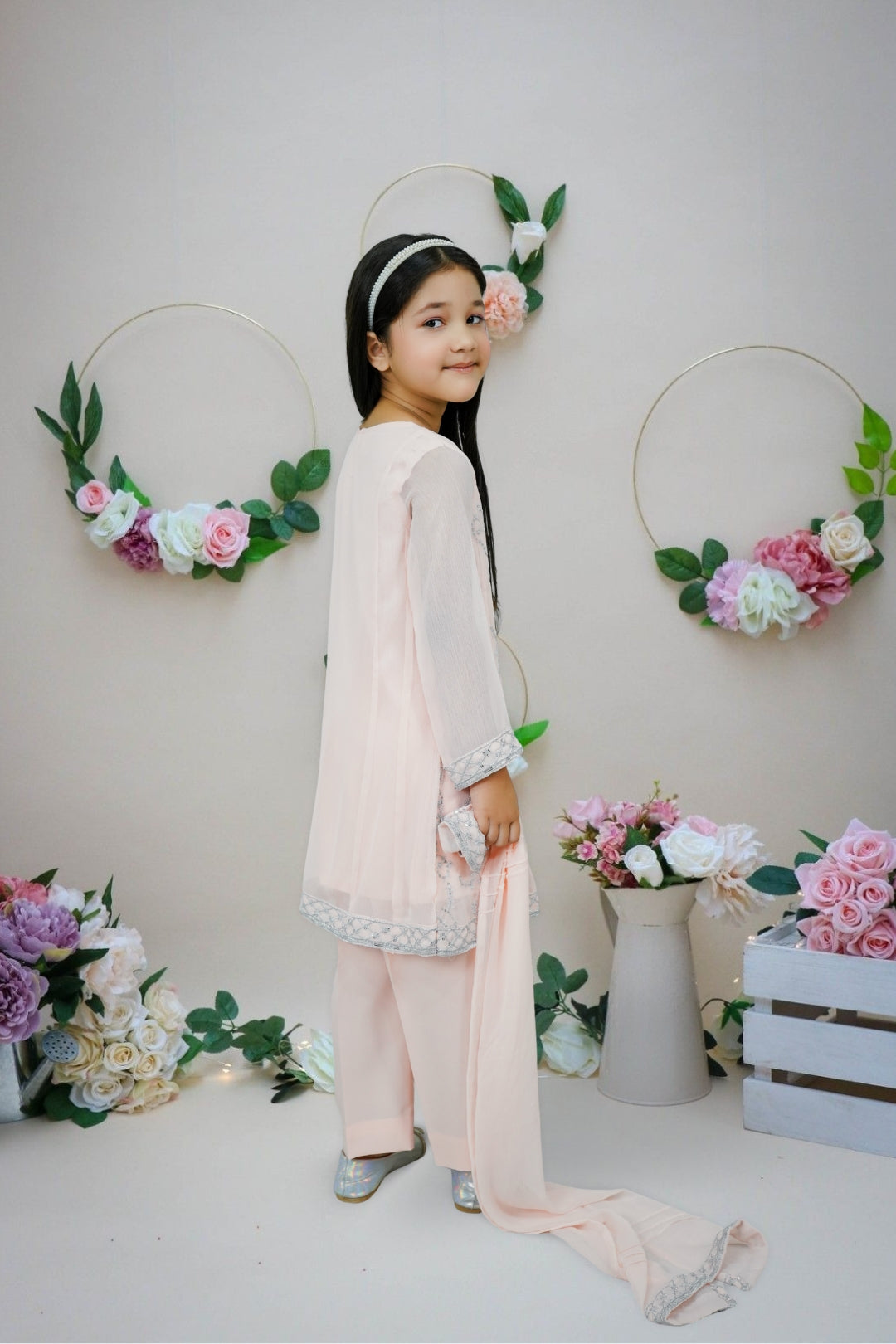 3-Piece Set Pink Embroidered Sheep