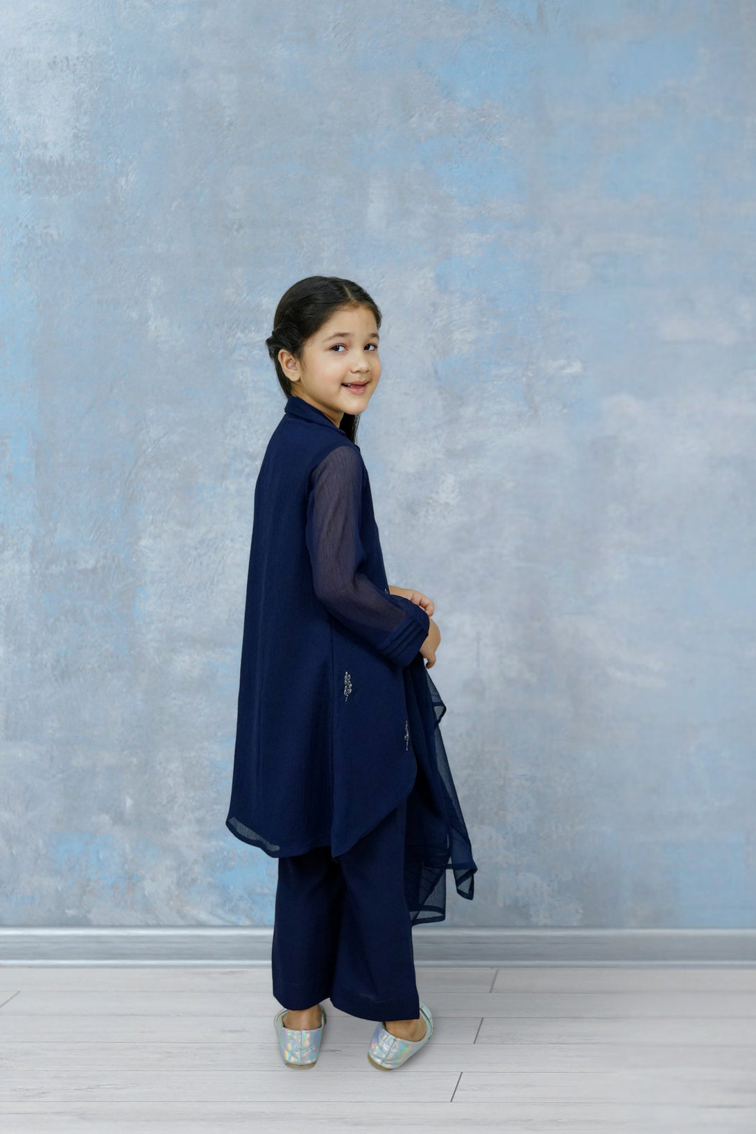 3-Piece Set Navy Blue Handwork (adda) Sheep