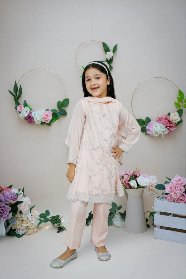 3-Piece Set Pink Embroidered Sheep