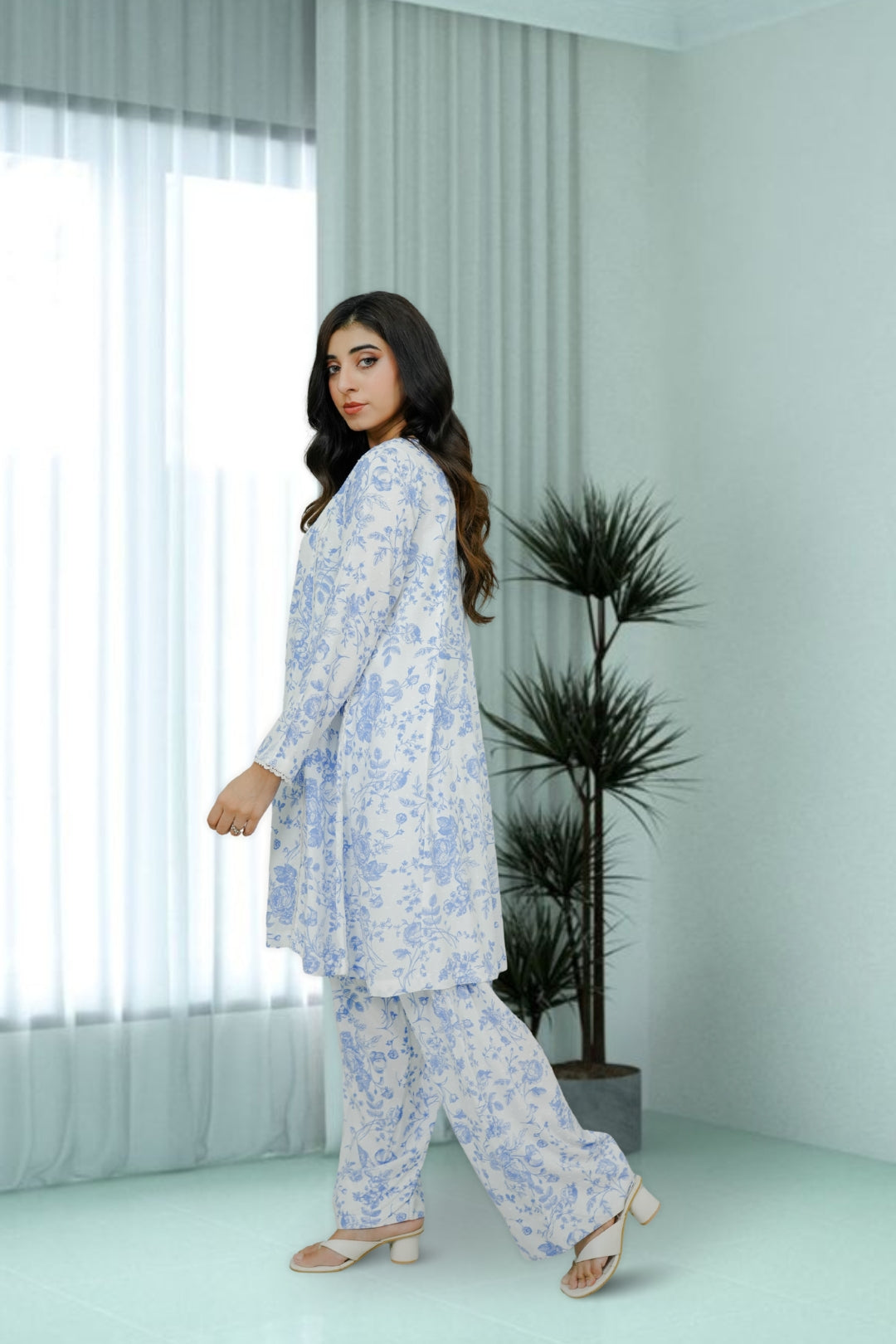 2-piece stitched White Printed Sheep