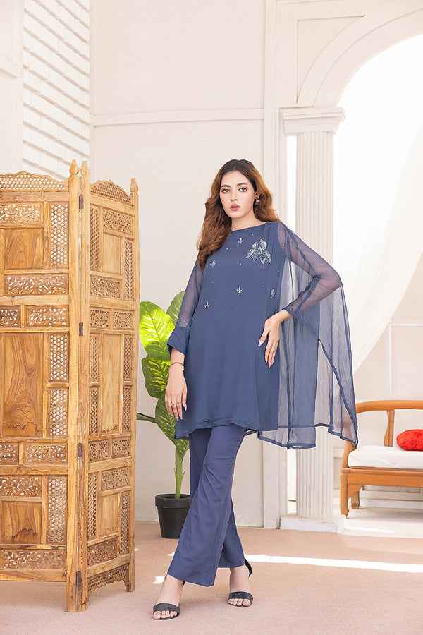 Classic Agean Blue Embroidered stitched Sheep