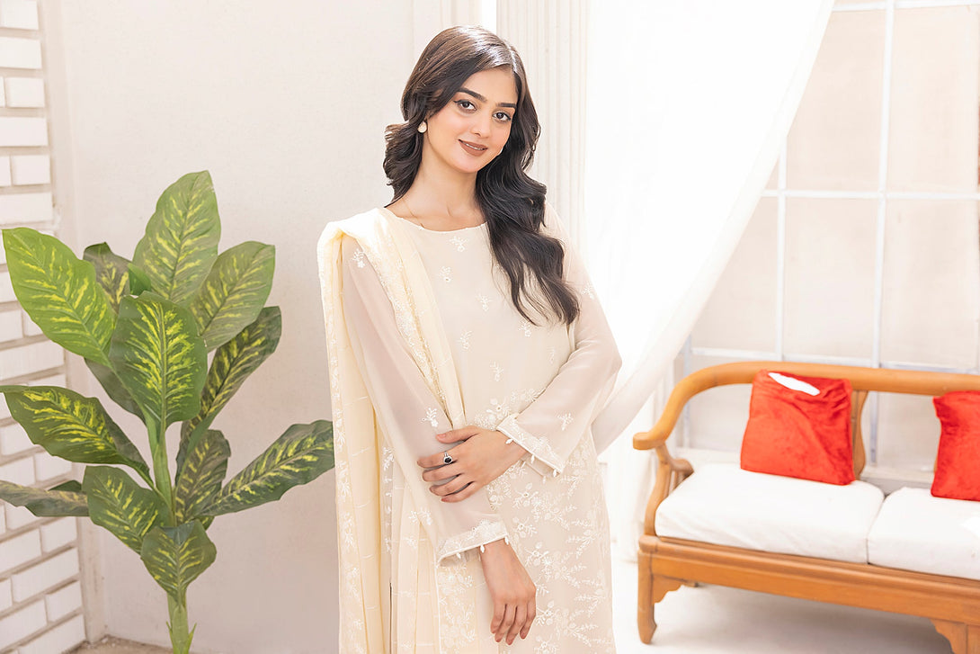 Classic Beige Embroidered stitched Sheep