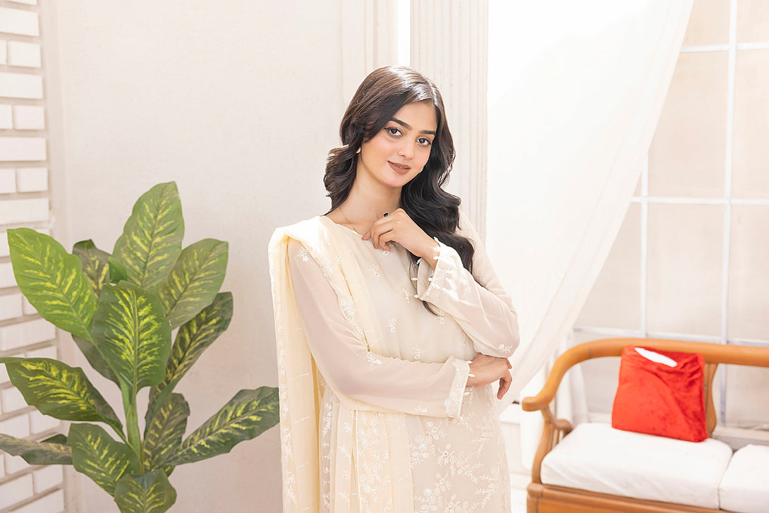 Classic Beige Embroidered stitched Sheep