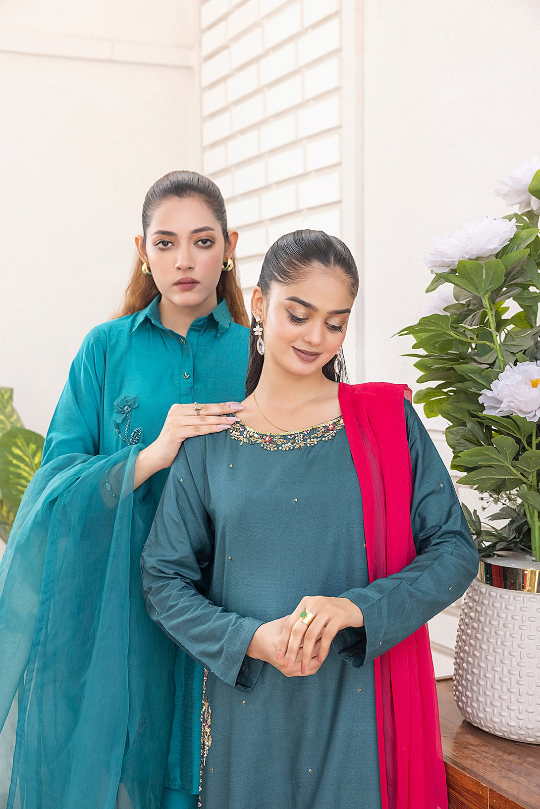 Classic Sea green Embroidered stitched 3-piece Sheep