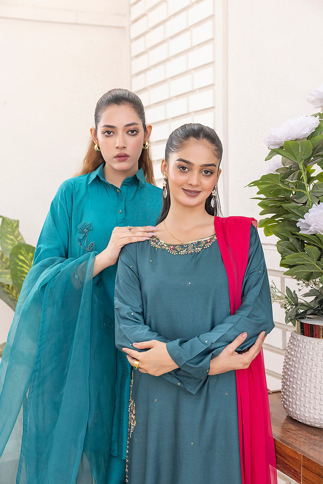 Classic Sea green Embroidered stitched 3-piece Sheep