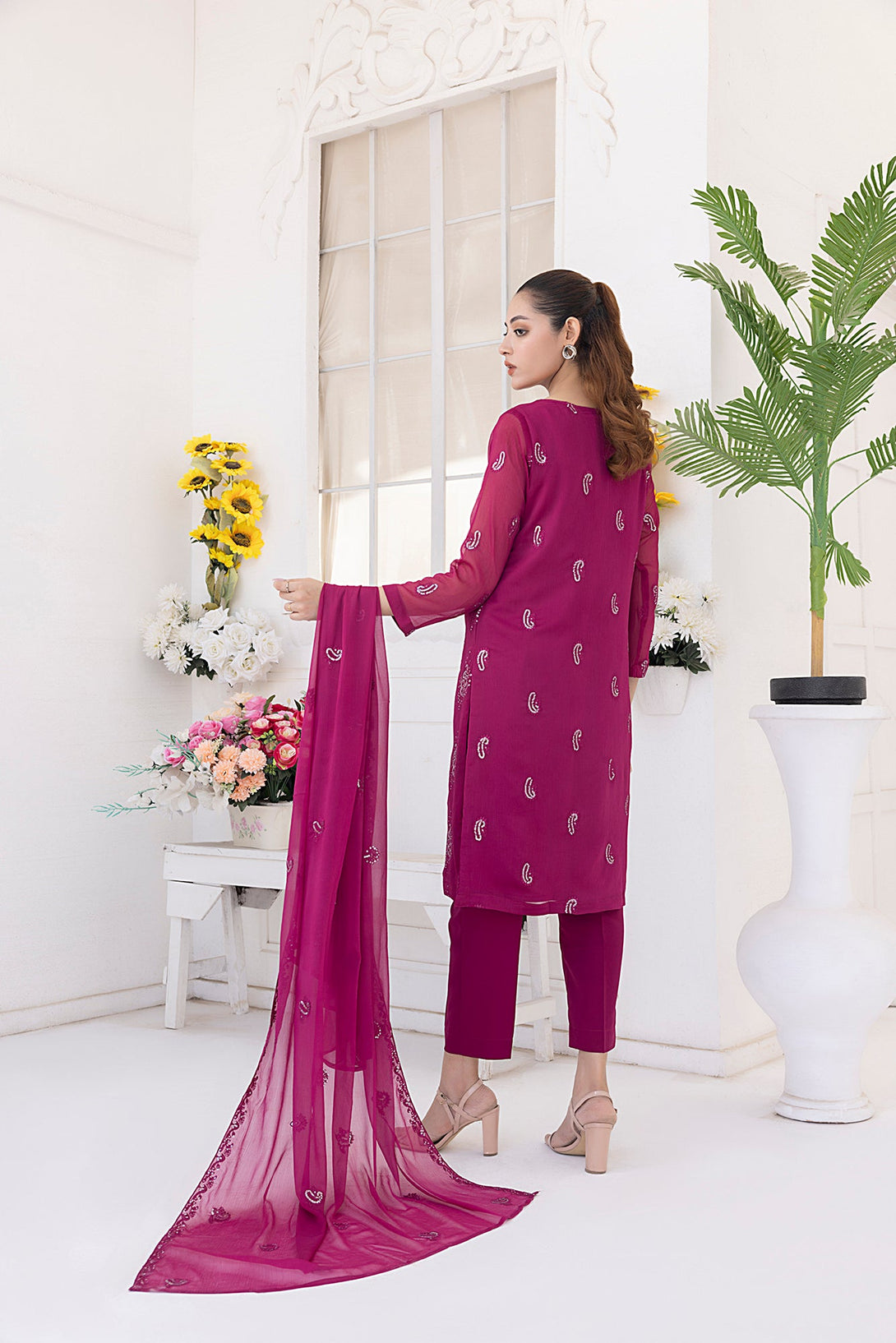 Classic Fuchsia Embroidered stitched Sheep