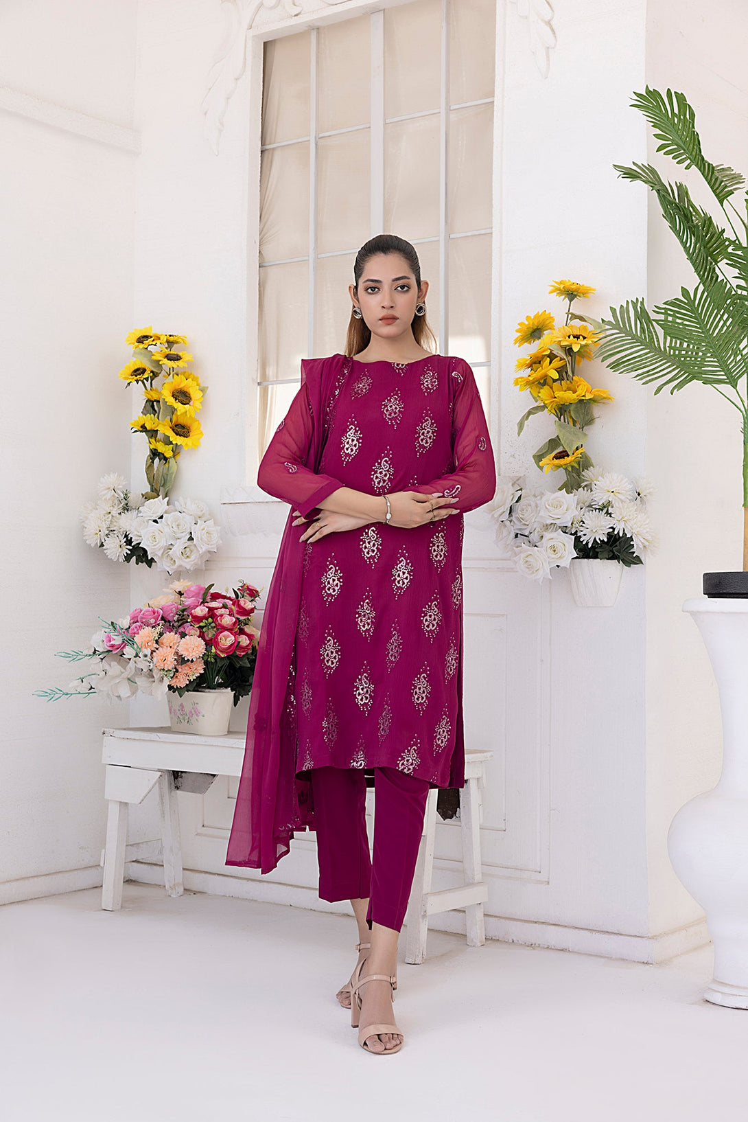 Classic Fuchsia Embroidered stitched Sheep