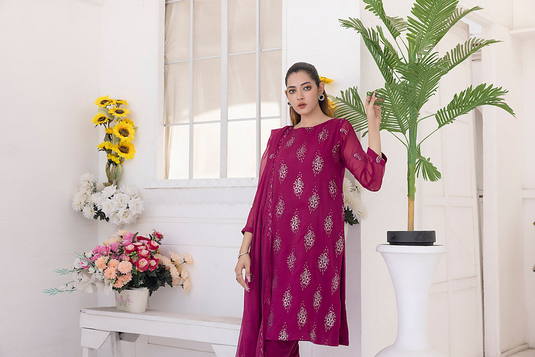 Classic Fuchsia Embroidered stitched Sheep