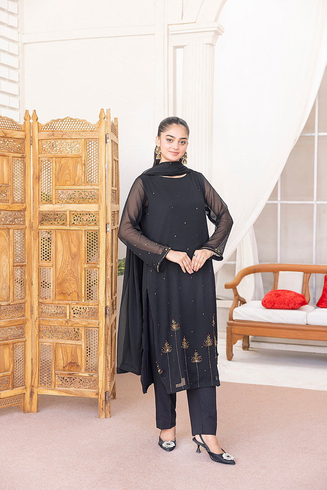 Classic Black Embroidered stitched Sheep