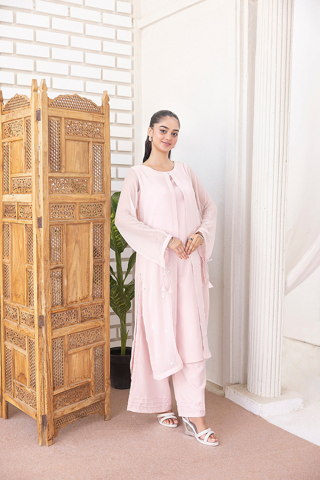Classic Powder pink Embroidered stitched Sheep