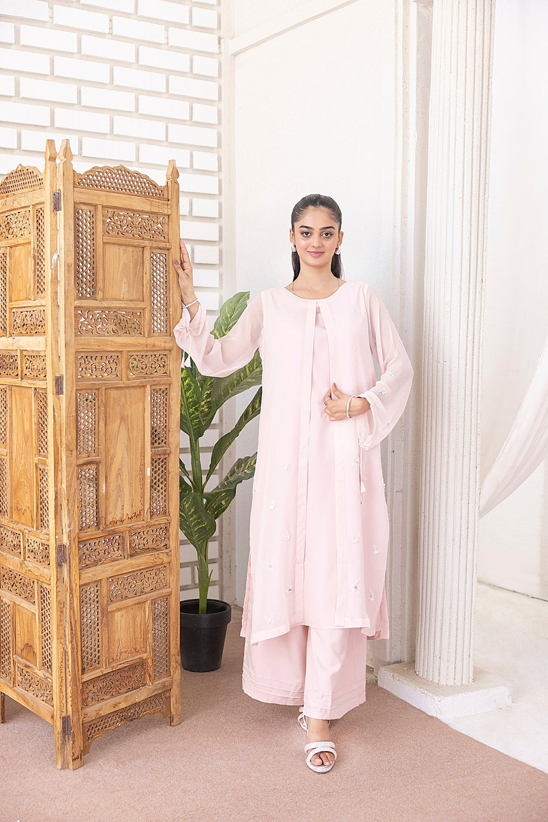 Classic Powder pink Embroidered stitched Sheep