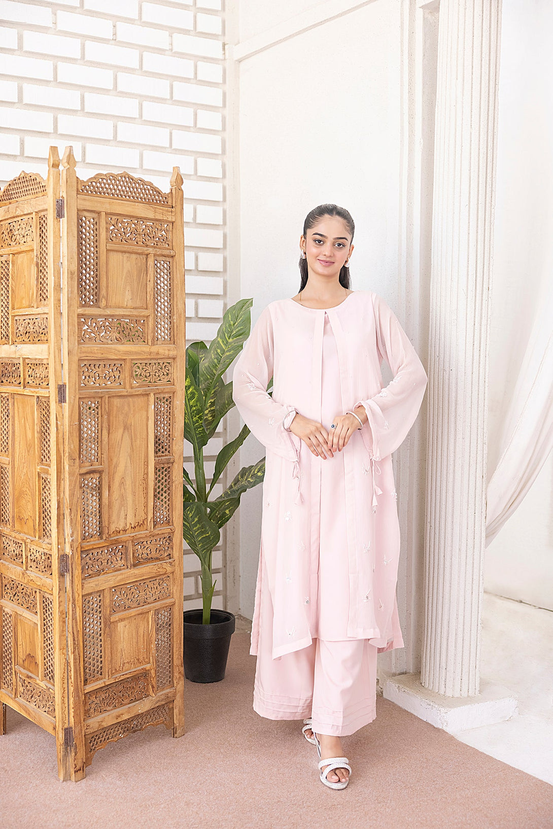 Classic Powder pink Embroidered stitched Sheep