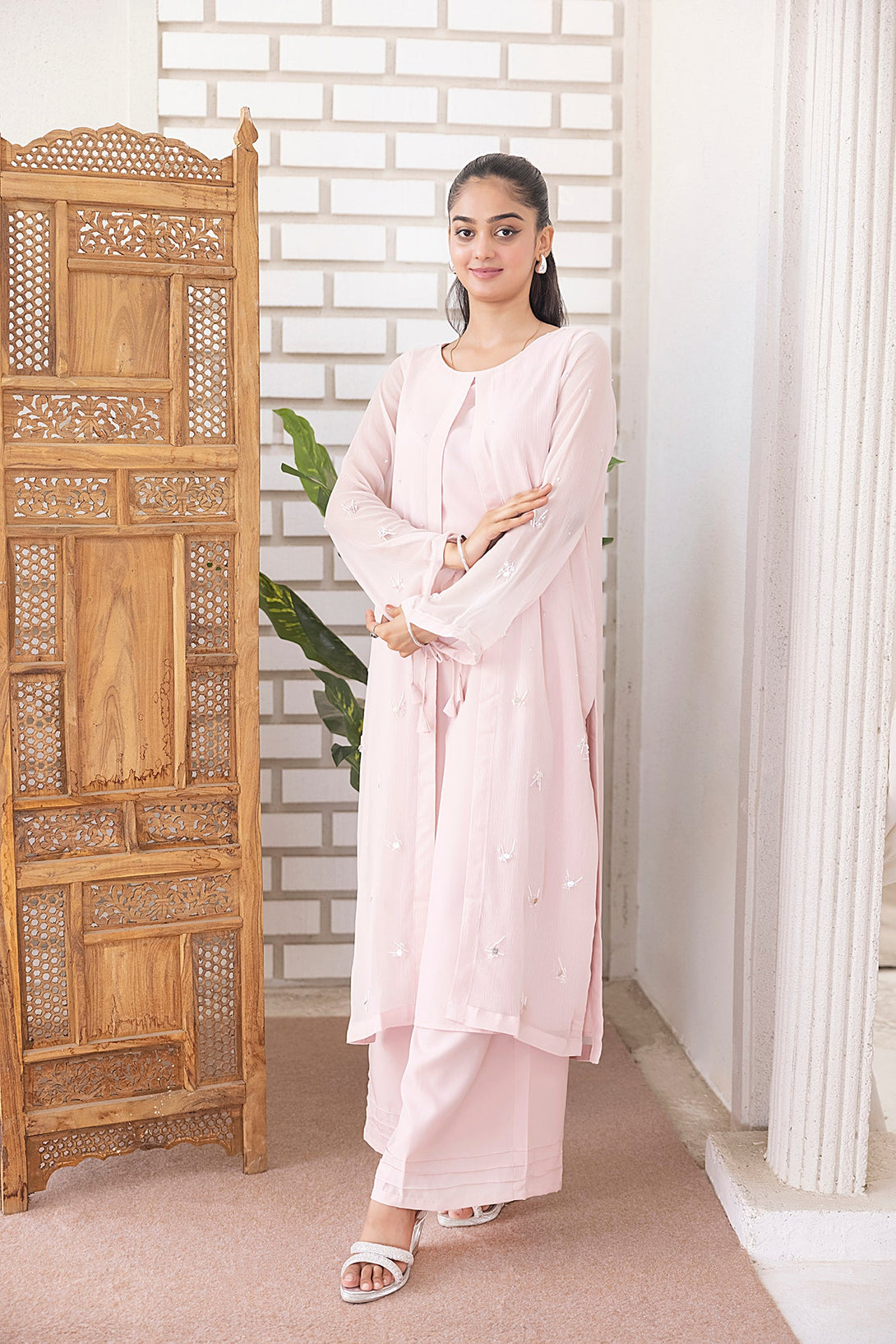 Classic Powder pink Embroidered stitched Sheep