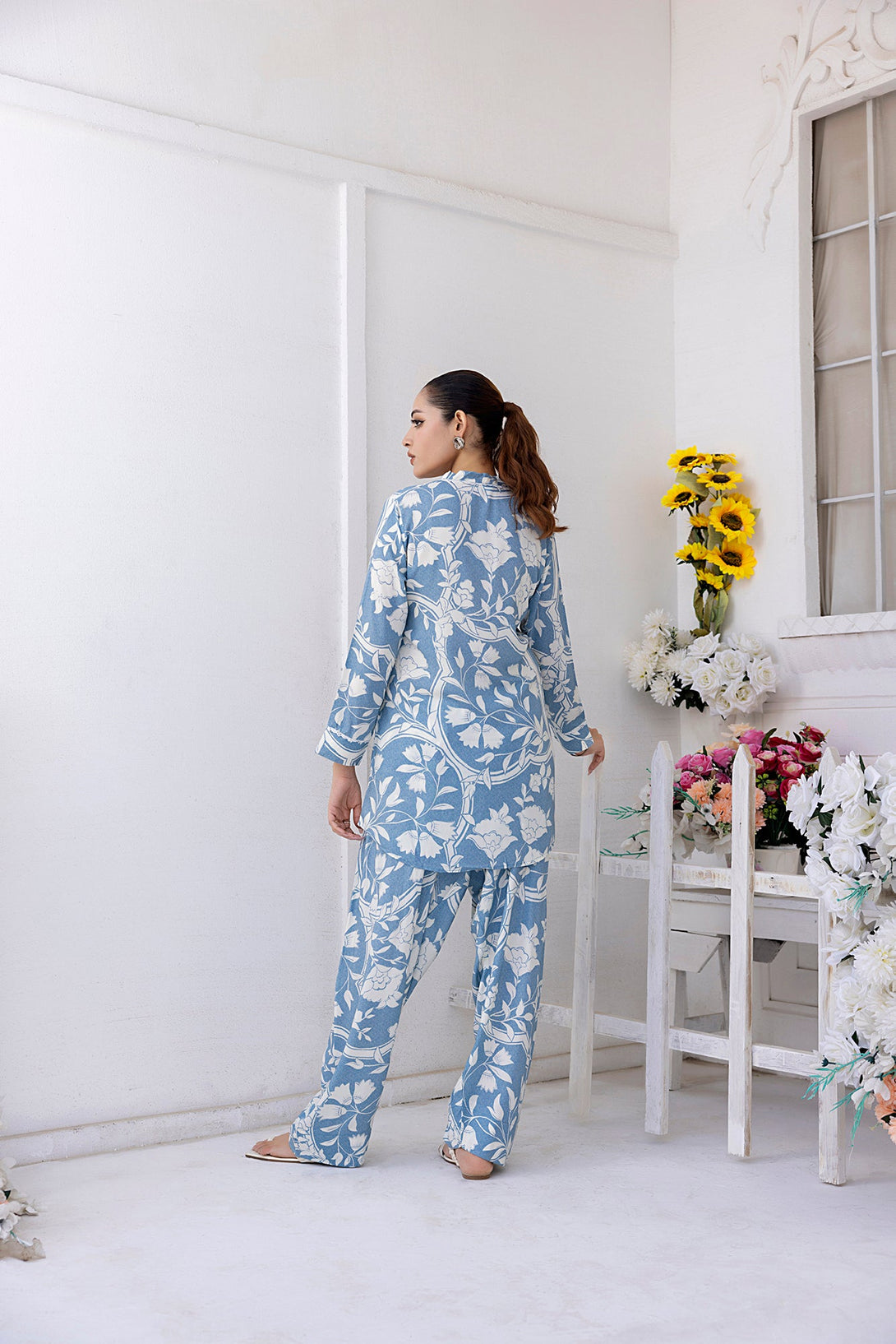 Ash Blue Embroidered Stitched Sheep