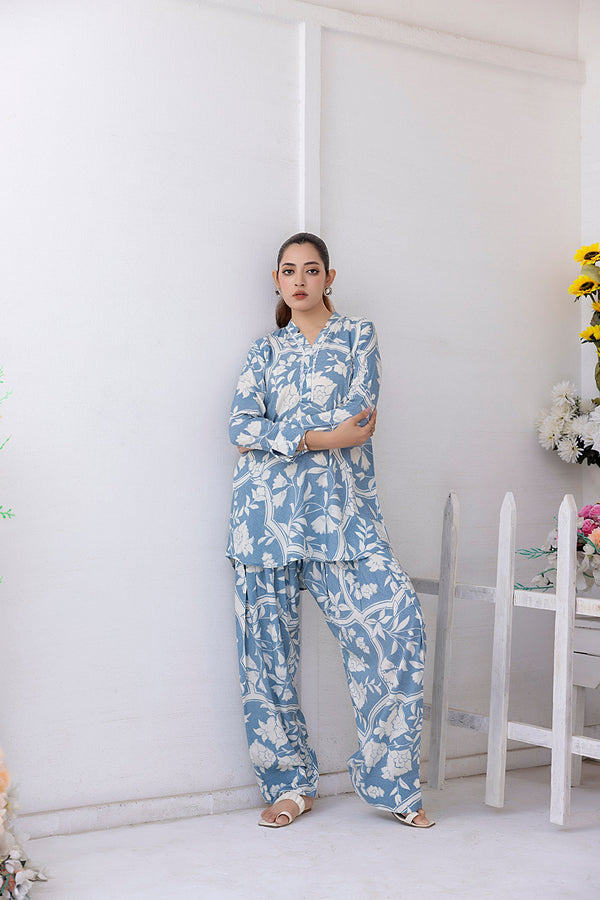 Ash Blue Embroidered Stitched Sheep