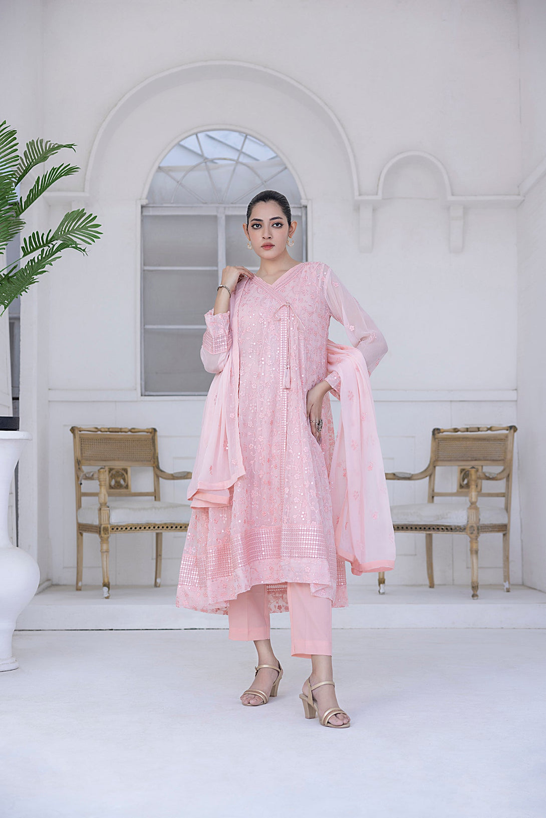 Classic Pink Embroidered stitched 3-piece Sheep