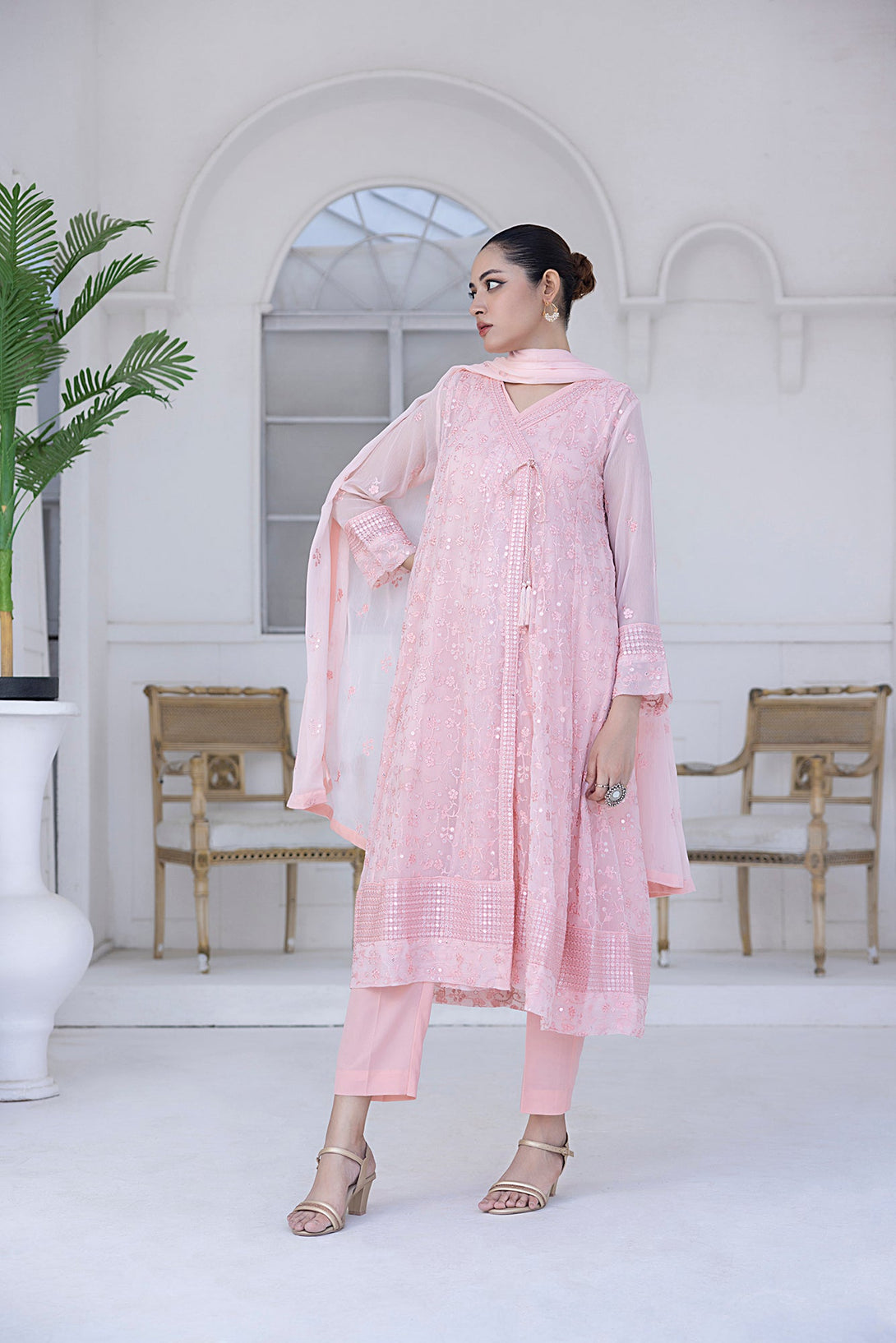 Classic Pink Embroidered stitched 3-piece Sheep