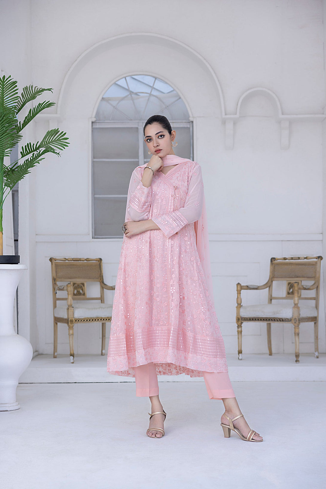 Classic Pink Embroidered stitched 3-piece Sheep
