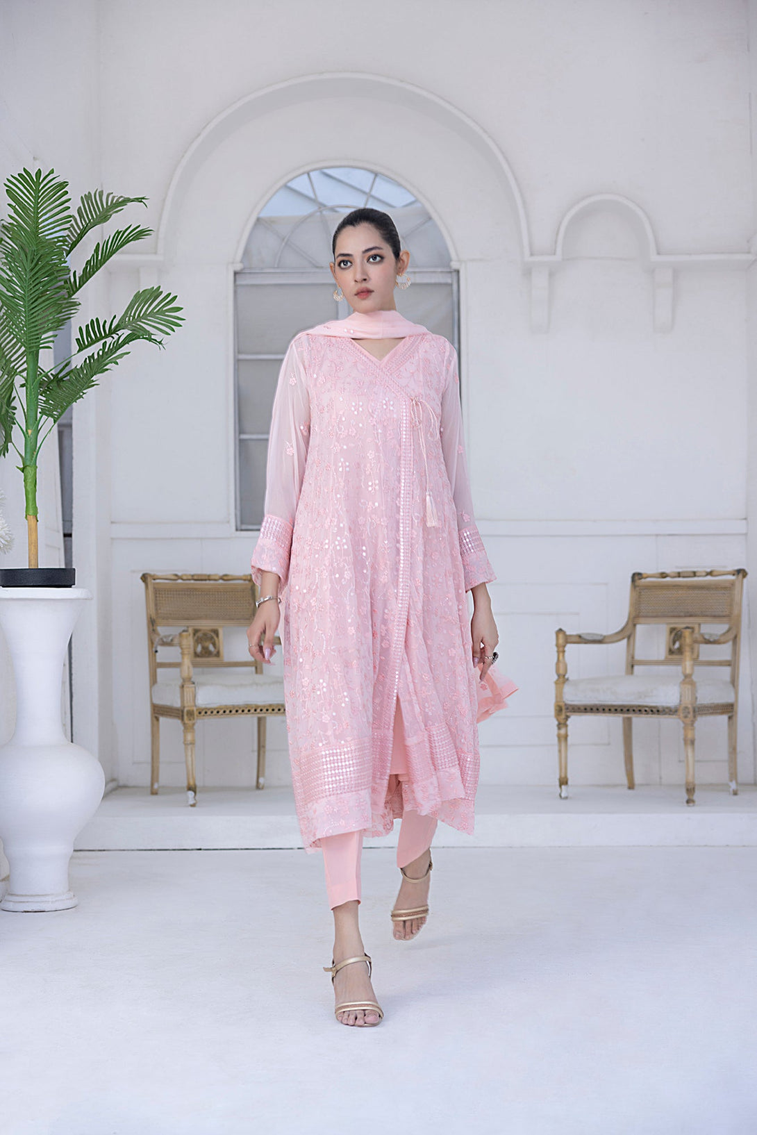 Classic Pink Embroidered stitched 3-piece Sheep