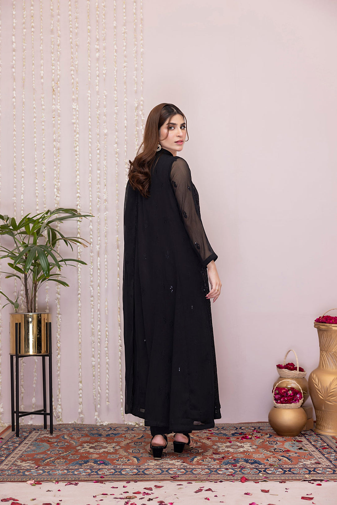 Classic Black Embroidered stitched 3-piece Sheep
