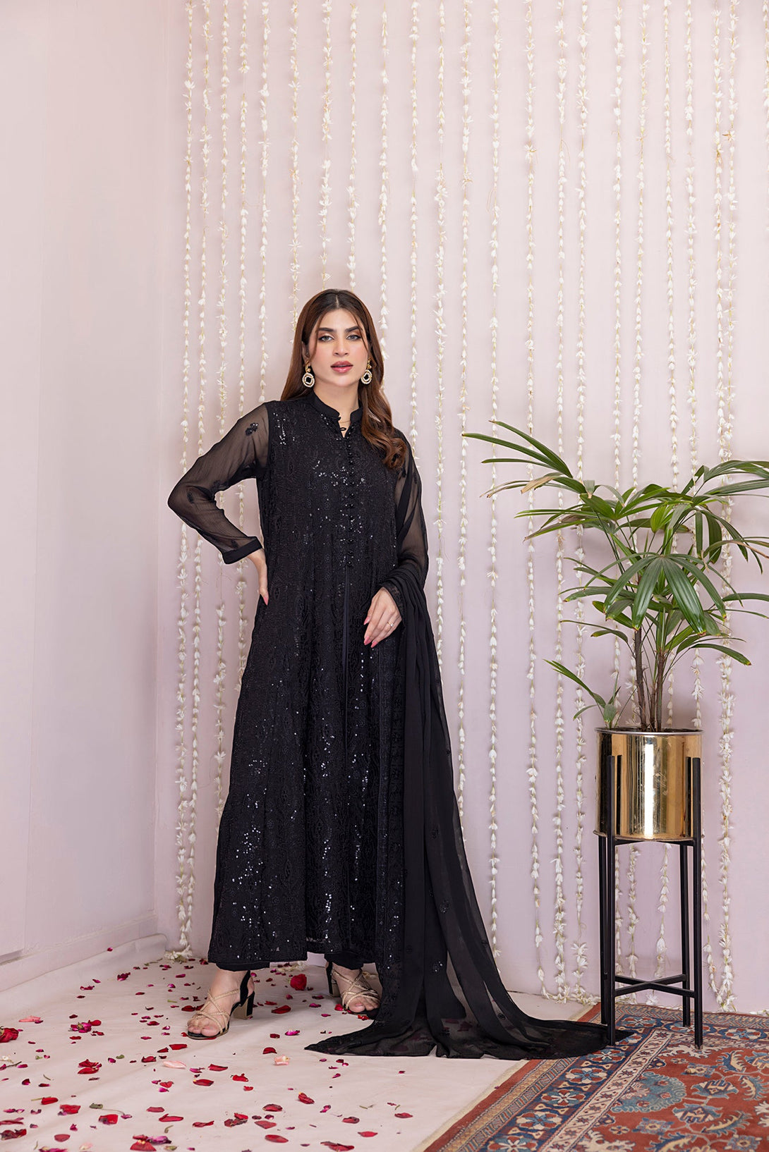 Classic Black Embroidered stitched 3-piece Sheep