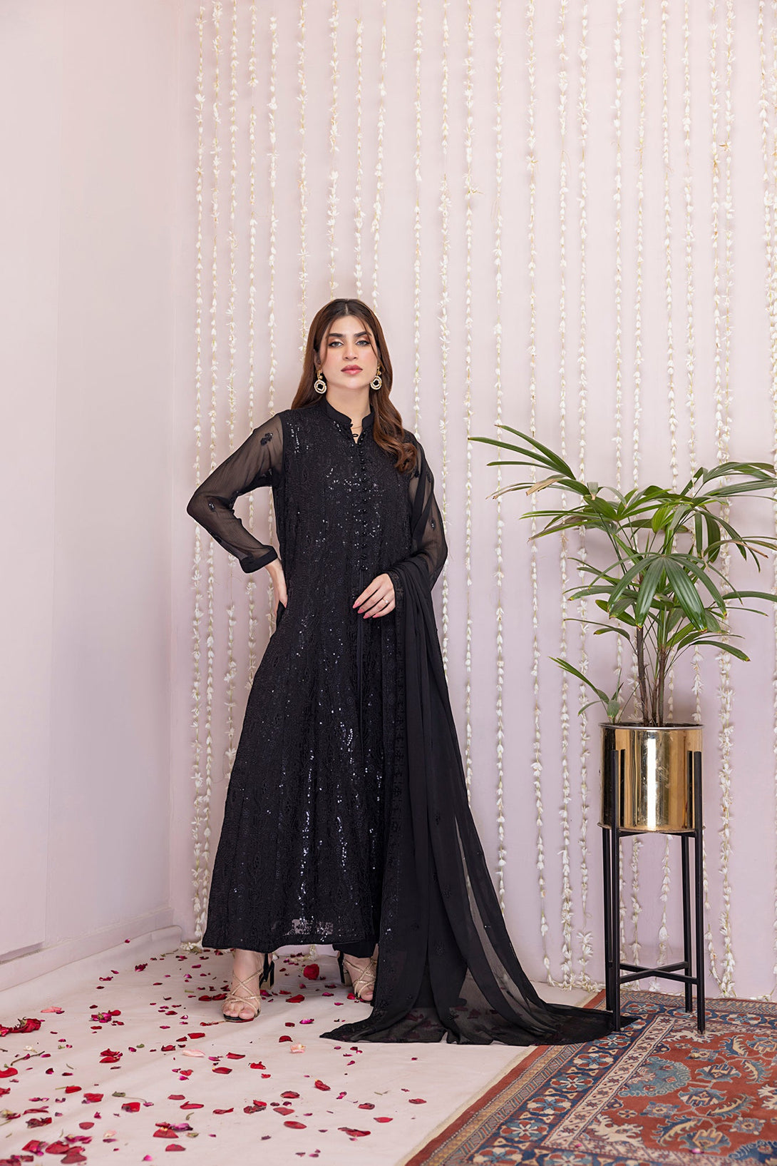 Classic Black Embroidered stitched 3-piece Sheep