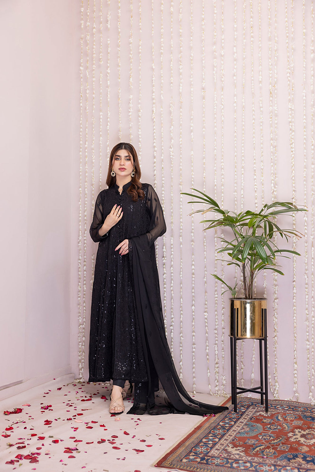 Classic Black Embroidered stitched 3-piece Sheep