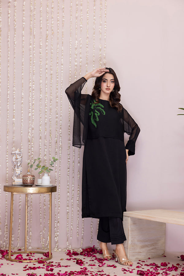 Classic Black Embroidered stitched