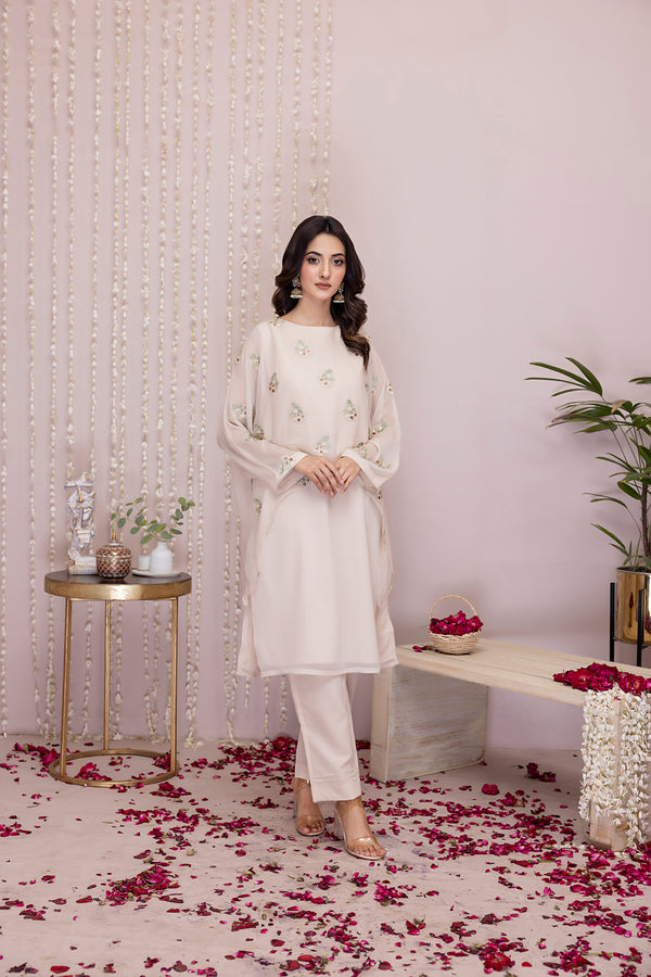 Classic Beige Embroidered stitched