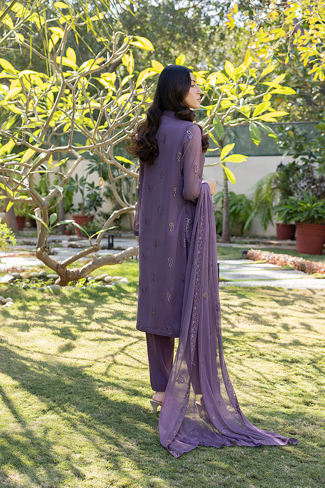 Classic Purple Embroidered stitched 3-piece - Sheep