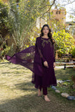 Classic Plum Embroidered stitched 3-piece