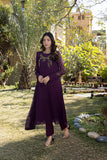 Classic Plum Embroidered stitched 3-piece