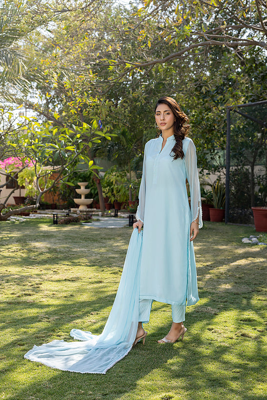 Classic Chamb Embroidered stitched 3-piece