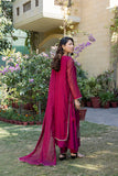 Classic Fuchsia Hand-Embroidered stitched 3-piece