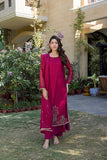 Classic Fuchsia Hand-Embroidered stitched 3-piece