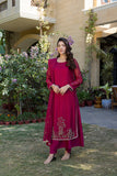 Classic Fuchsia Hand-Embroidered stitched 3-piece