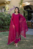 Classic Fuchsia Hand-Embroidered stitched 3-piece