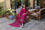 Classic Fuchsia Hand-Embroidered stitched 3-piece