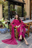 Classic Fuchsia Hand-Embroidered stitched 3-piece