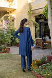 Classic Navy Blue Hand-Embroidered stitched