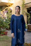 Classic Navy Blue Hand-Embroidered stitched