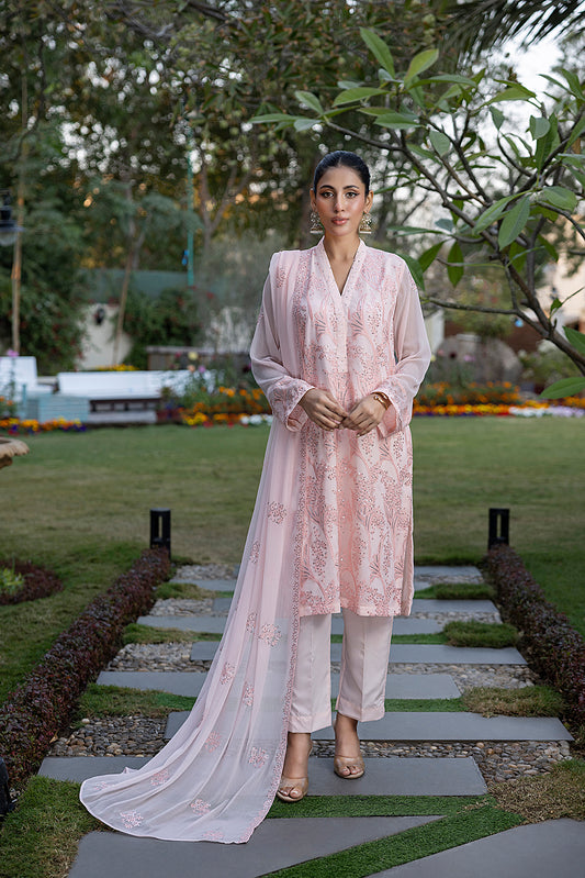 Classic Pink Embroidered stitched 3-piece